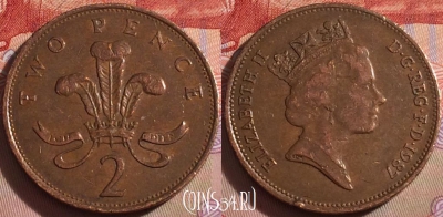 Великобритания 2 пенса 1987 года, KM# 936, 104b-095
