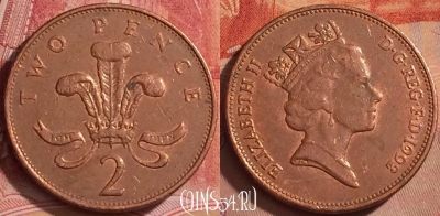Великобритания 2 пенса 1992 года, KM# 936a, 378k-026