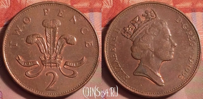 Великобритания 2 пенса 1993 года, KM# 936a, 227k-118