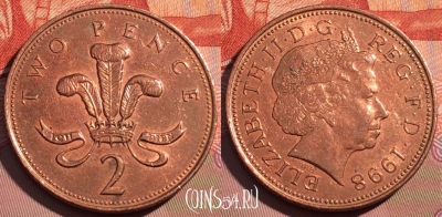 Великобритания 2 пенса 1998 года, KM# 987, 078b-110