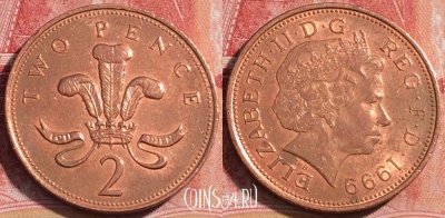 Великобритания 2 пенса 1999 года, KM# 987, 067c-137