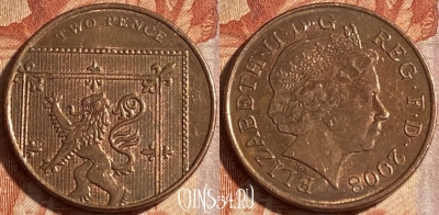 Великобритания 2 пенса 2008 года, KM# 1108, 101r-014 ♛