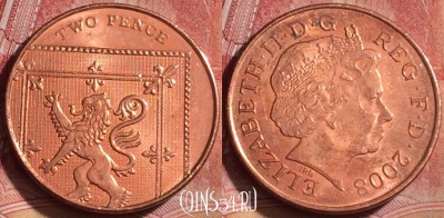 Великобритания 2 пенса 2008 года, KM# 1108, 330k-029