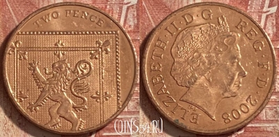 Великобритания 2 пенса 2008 года, KM# 1108, 483р-066 ♛