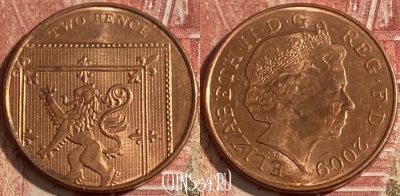 Великобритания 2 пенса 2009 года, KM# 1108, 269r-124 ♛