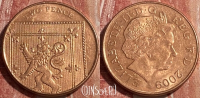 Великобритания 2 пенса 2009 года, KM# 1108, 463r-224