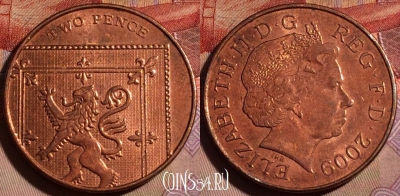 Великобритания 2 пенса 2009 года, KM# 1109, 139b-140