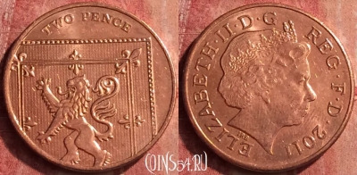 Великобритания 2 пенса 2011 года, KM# 1108, 410-027