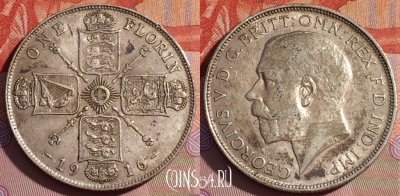 Великобритания 2 шиллинга (флорин) 1916 г. Ag, 153b-139