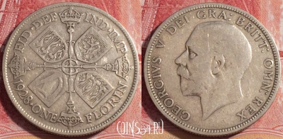 Великобритания 2 шиллинга (флорин) 1928 года Ag, 080c-073