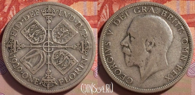 Великобритания 2 шиллинга (флорин) 1929 года Ag, 097a-128