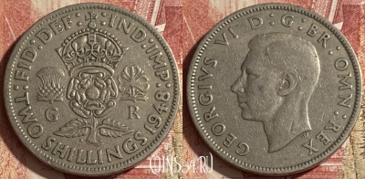 Великобритания 2 шиллинга 1948 года, KM# 865, 056p-003