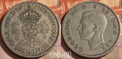 Великобритания 2 шиллинга 1948 года, KM# 865, 275q-007