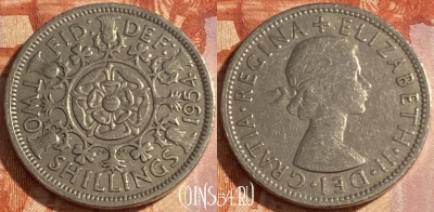 Великобритания 2 шиллинга 1954 года, KM# 906, 405r-090