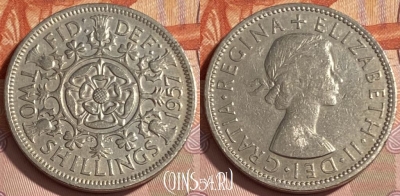 Великобритания 2 шиллинга 1957 года, KM# 906, 480р-006