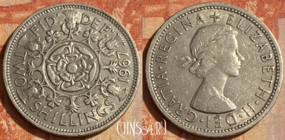 Великобритания 2 шиллинга 1967 года, KM# 906, 462q-594