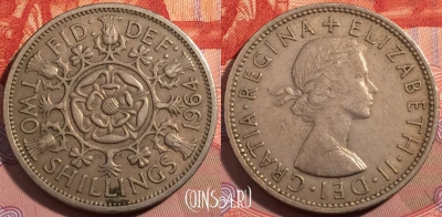Великобритания 2 шиллинга 1964 года, KM# 906, a139-015