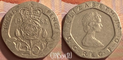 Великобритания 20 пенсов 1982 года, KM# 931, 215p-060