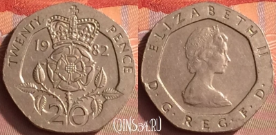 Великобритания 20 пенсов 1982 года, KM# 931, 223o-067