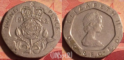 Великобритания 20 пенсов 1982 года, KM# 931, 236i-116