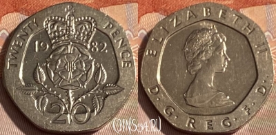 Великобритания 20 пенсов 1982 года, KM# 931, 281q-064