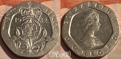 Великобритания 20 пенсов 1982 г., KM# 931, 286q-111 ♛