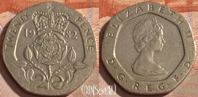 Великобритания 20 пенсов 1982 года, KM# 931, 345p-022 ♛