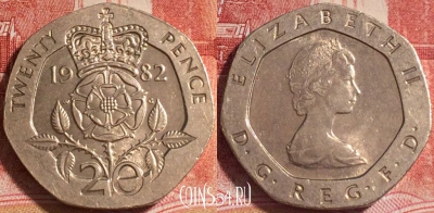 Великобритания 20 пенсов 1982 года, KM# 931, b066-003