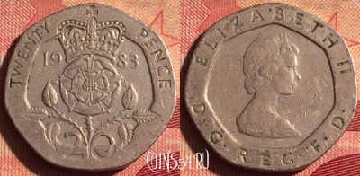 Великобритания 20 пенсов 1983 года, KM# 931, 227i-088