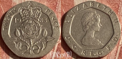 Великобритания 20 пенсов 1983 года, KM# 931, 241p-009