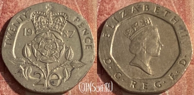 Великобритания 20 пенсов 1987 года, KM# 939, 049p-096