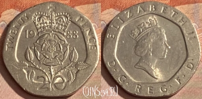 Великобритания 20 пенсов 1988 года, KM# 939, 361p-050