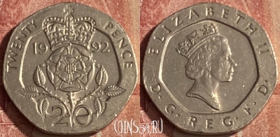 Великобритания 20 пенсов 1992 года, KM# 939, 049p-071