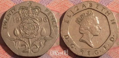 Великобритания 20 пенсов 1996 года, KM# 939, a138-085