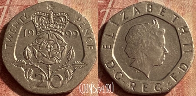 Великобритания 20 пенсов 1999 года, KM# 990, 134p-075