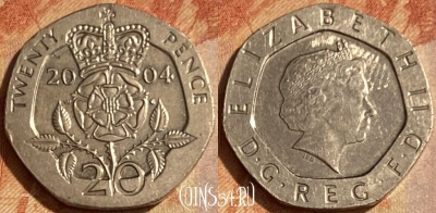Великобритания 20 пенсов 2004 года, KM# 990, 462q-641