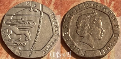 Великобритания 20 пенсов 2011 года, KM# 1111, 462q-642