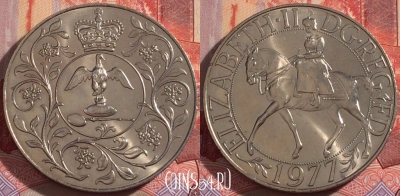 Великобритания 25 пенсов 1977 г., KM# 920, UNC, 266-145