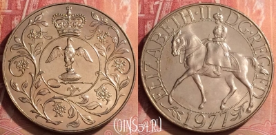 Великобритания 25 пенсов 1977 года, KM# 920, 394-145