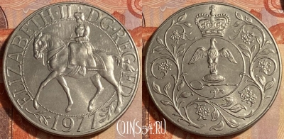 Великобритания 25 пенсов 1977 года, KM# 920, 462q-580 ♛