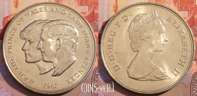 Великобритания 25 пенсов 1981 года, KM# 925, UNC, 262b-110