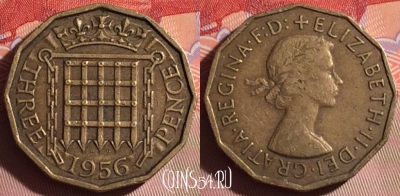 Великобритания 3 пенса 1956 года, KM# 900, 069j-040