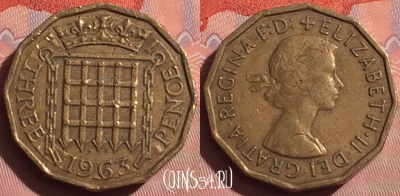 Великобритания 3 пенса 1963 года, KM# 900, 056i-193