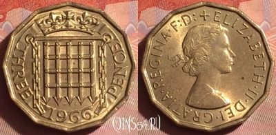 Великобритания 3 пенса 1966 года, KM# 900, 043i-059