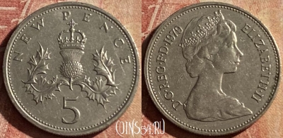 Великобритания 5 новых пенсов 1979 г., KM# 911, 166p-031