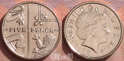 Великобритания 5 пенсов 2014 года, KM# 1109d, 270k-122