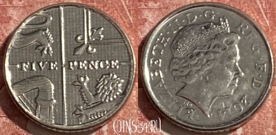 Великобритания 5 пенсов 2014 года, KM# 1109d, 429r-128