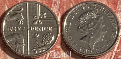 Великобритания 5 пенсов 2015 года, KM# 1334, 319r-105