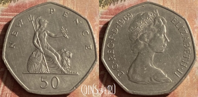 Великобритания 50 пенсов 1969 года, KM# 913, 158p-065