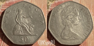 Великобритания 50 пенсов 1970 года, KM# 913, 158p-043